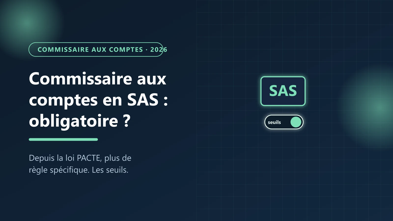 Commissaire aux comptes obligatoire en SAS et SASU : seuils 2026 — Le Guichet des Formalités