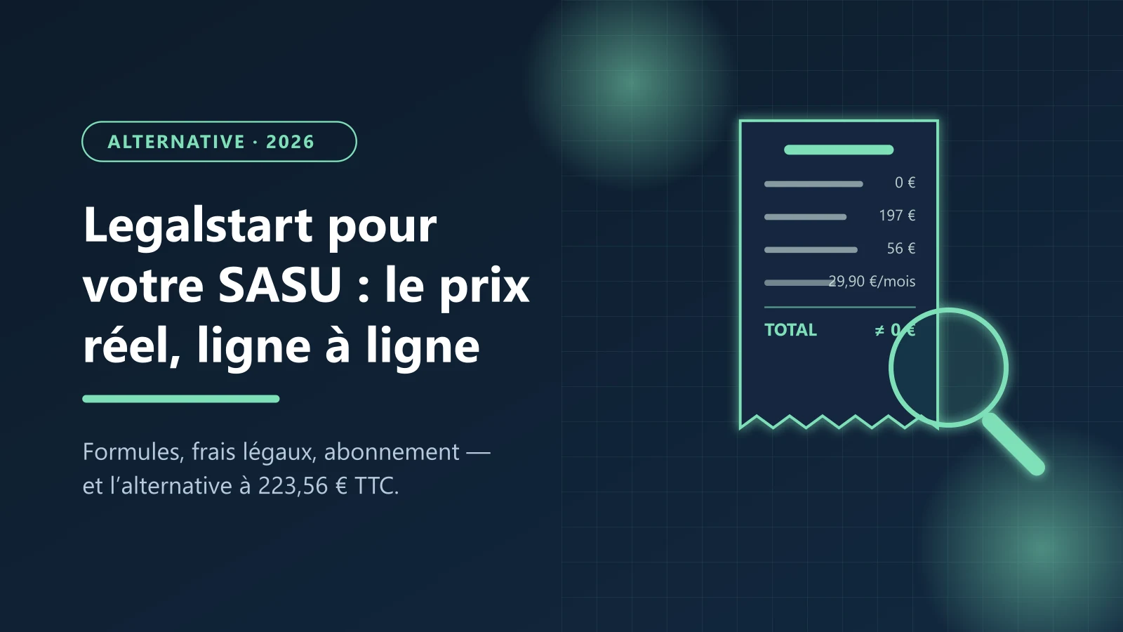 Facture décomposée de la création de SASU avec Legalstart sous la loupe — Le Guichet des Formalités