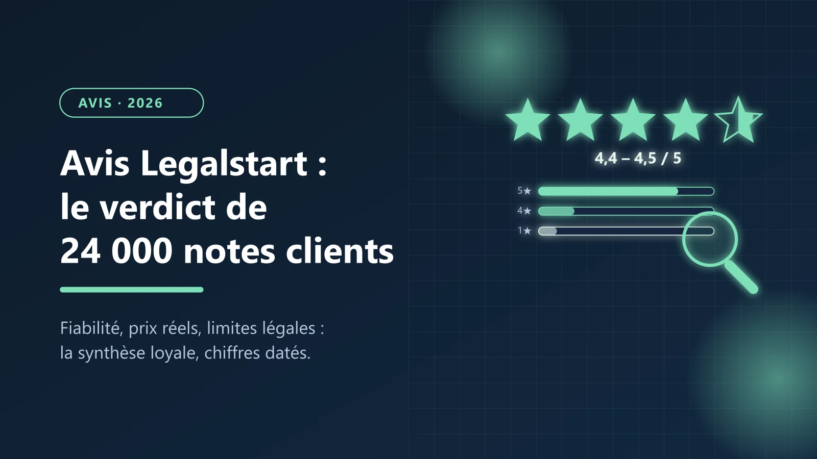 Avis Legalstart : note de 4,4 à 4,5 sur 5 et répartition des 24 000 notes clients sous la loupe — Le Guichet des Formalités